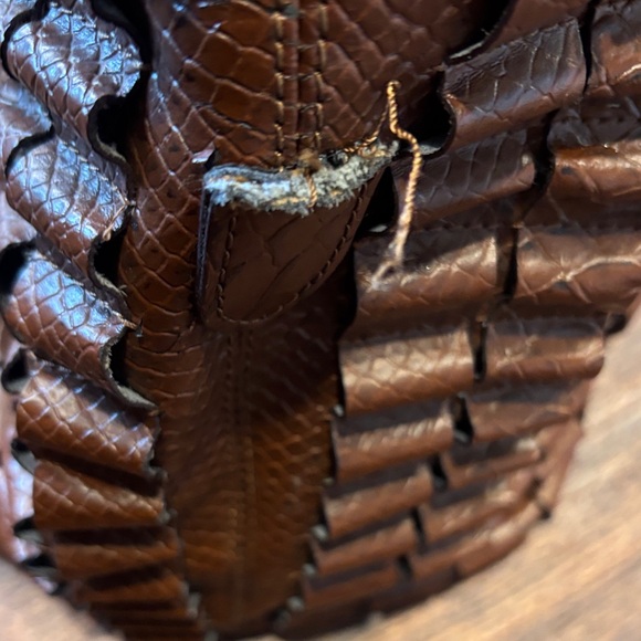 Burberry Brown Ruffled Leather Shoulder Bag - Picture 6 of 11